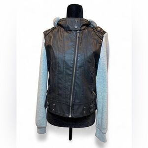 Last Kiss Faux Leather Jacket w/ Hood | Women’s L | $39